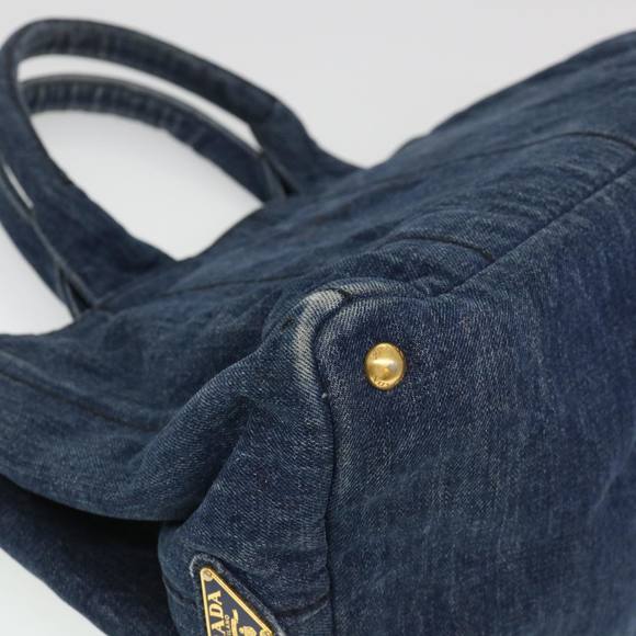 PRADA Canapa GM Hand Bag Canvas Blue Auth 38860 - Picture 9 of 16